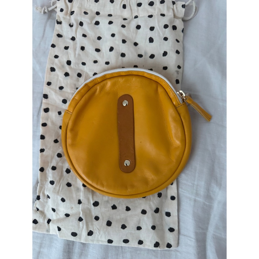 Clare V. Yellow Leather Cirlce Pouch Bag Belt Loop with Dust Bag - Picture 4 of 7